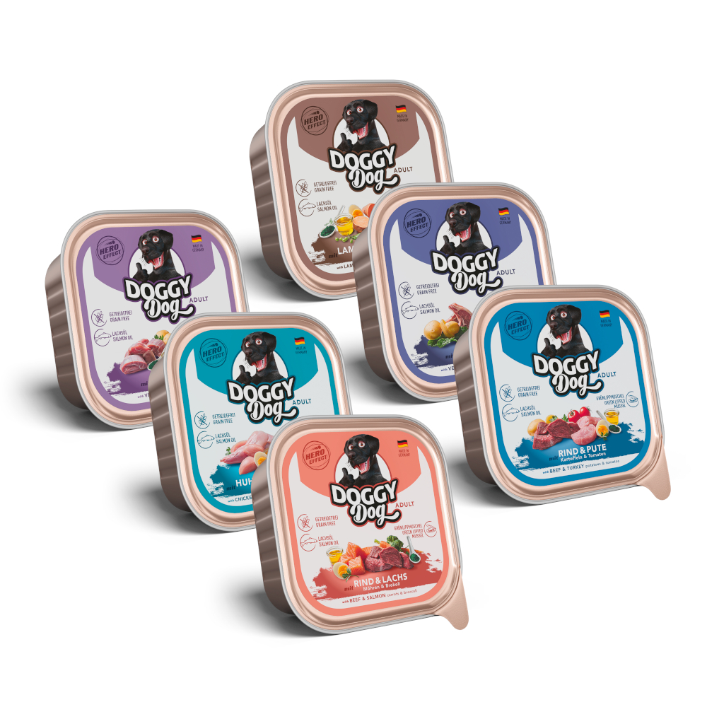 DOGGY Dog Adult, 6 x 150 g - Pakiet mieszany (6 odmian)