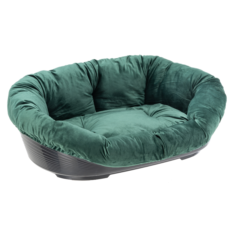Kosz Ferplast Siesta Deluxe, czarny z zieloną poszewką  - Rozmiar 10: dł. x szer. x wys.: 96 x 71 x 32 cm