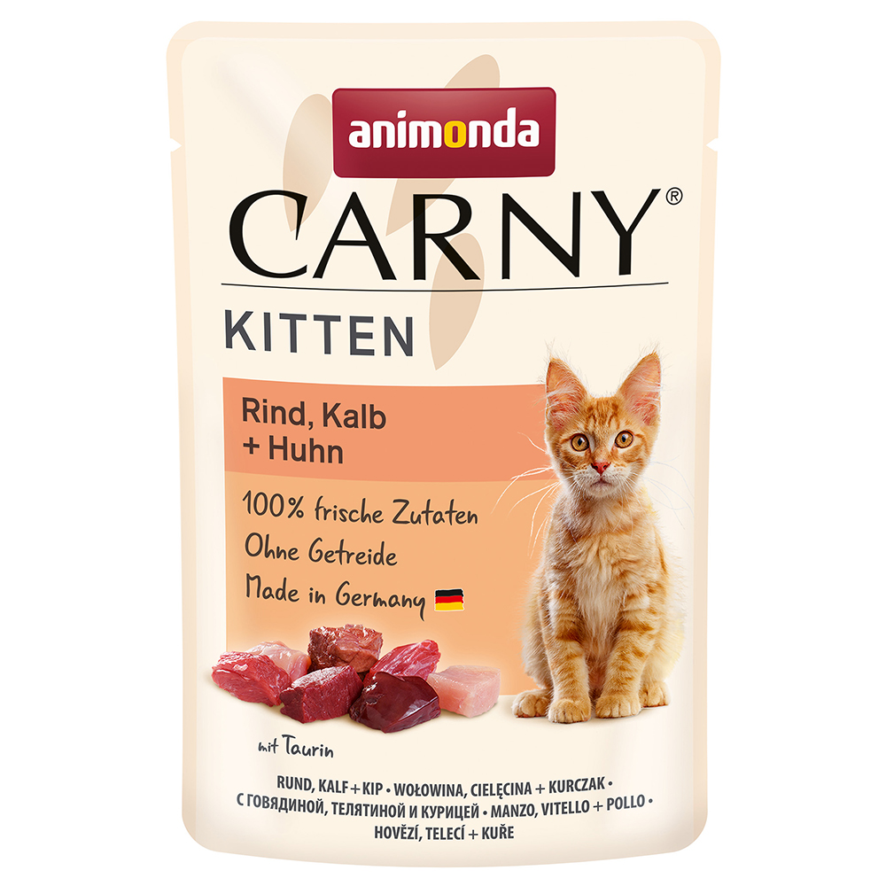 animonda Carny Kitten, 12 x 85 g - Wołowina i cielęcina z kurczakiem