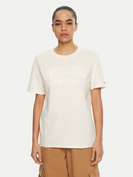 Tommy Jeans T-Shirt Varsity DW0DW19444 Biały Relaxed Fit