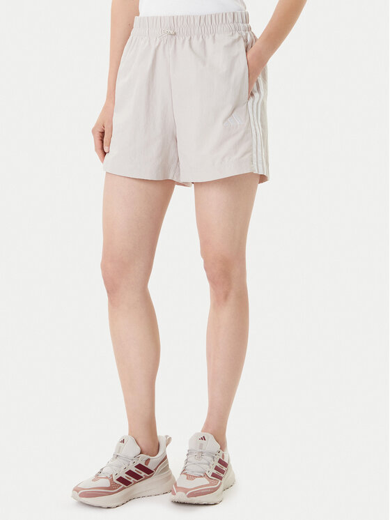 adidas Szorty sportowe Essentials 3-Stripes JC8165 Beżowy Loose Fit