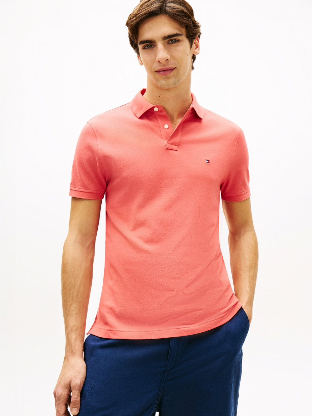 Tommy Hilfiger Męska koszulka polo Mężczyźni Bawełna czerwony, M
