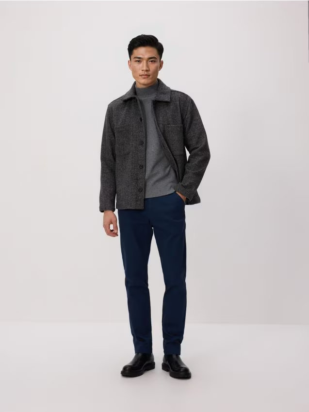 Reserved - Spodnie chino slim - granatowy
