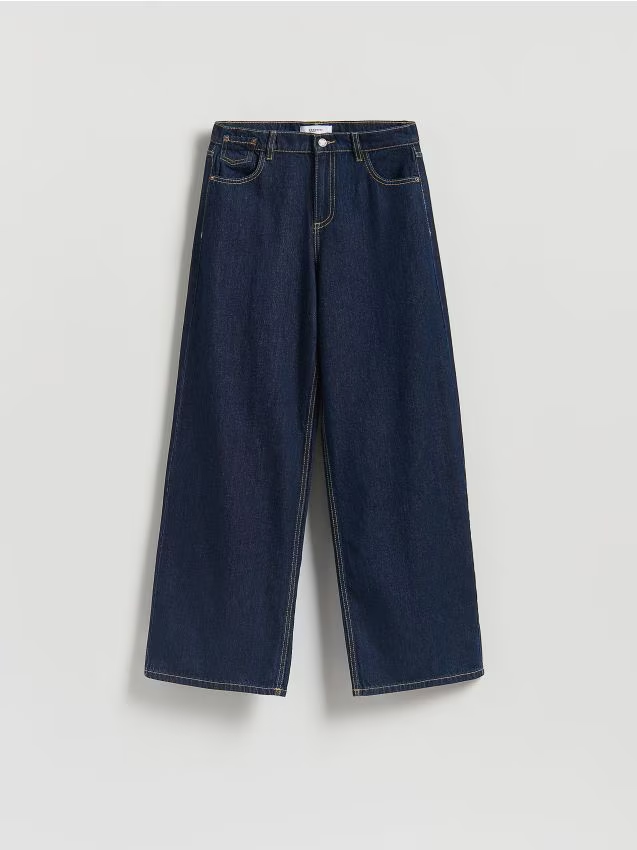 Reserved - Jeansy wide leg - granatowy