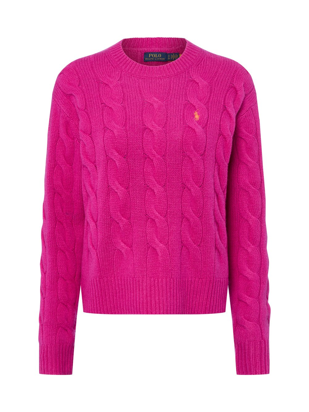 Polo Ralph Lauren Damski sweter z dzianiny z zawartością kaszmiru Kobiety dzianina grubo tkana wyrazisty róż, XL