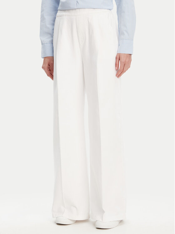 United Colors Of Benetton Spodnie palazzo 4DUKDF01B Biały Wide Leg