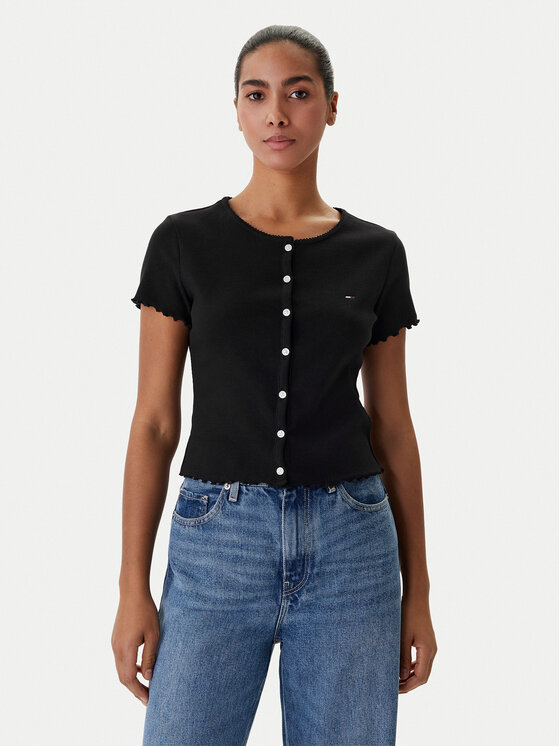 Tommy Jeans Bluzka DW0DW20377 Czarny Slim Fit