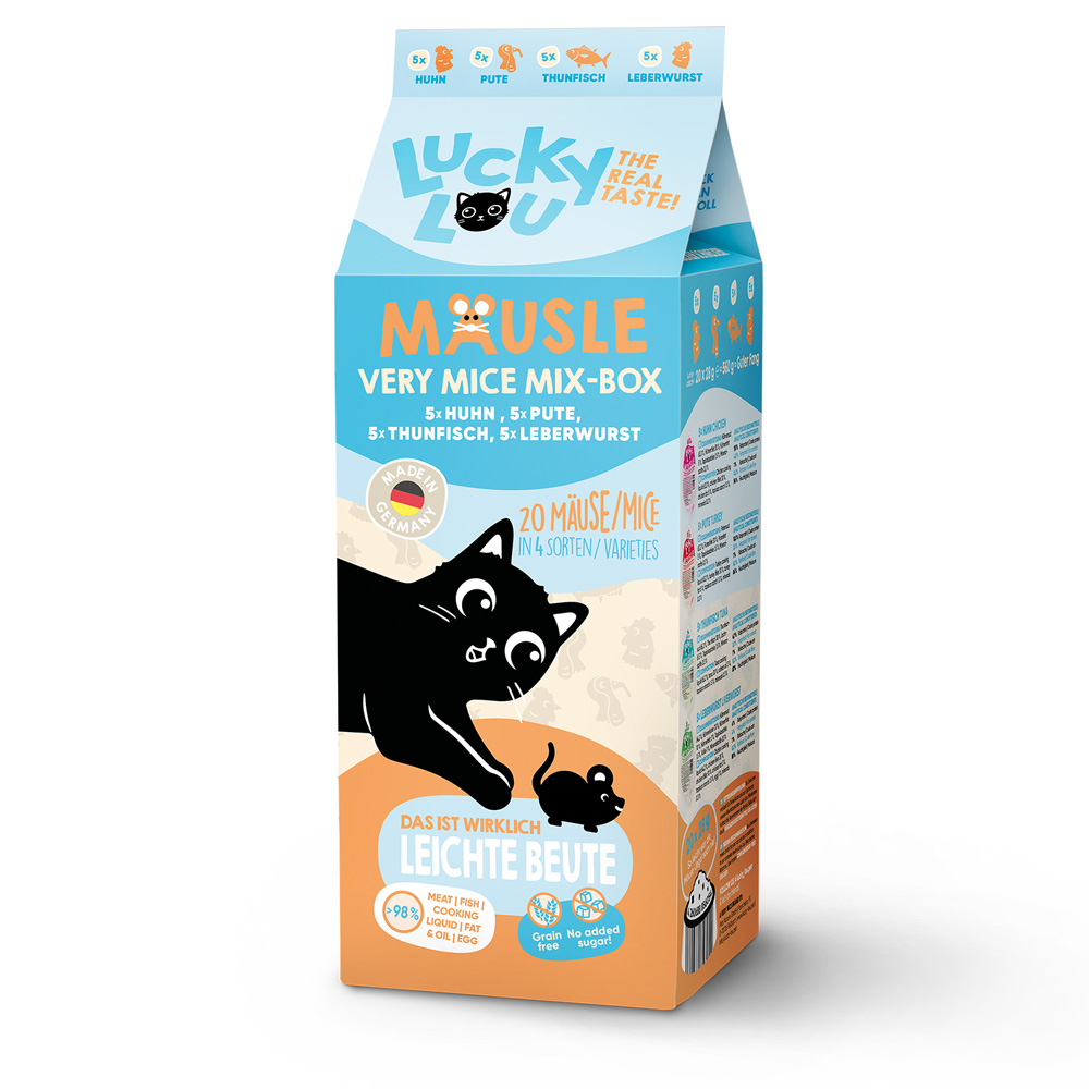 Pakiet mieszany Lucky Lou Mausle - 60 x 28 g Mix Selection (4 smaki)