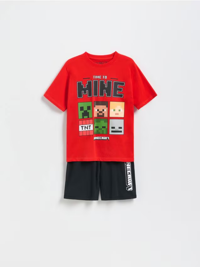 Reserved - Bawełniana piżama Minecraft - czerwony