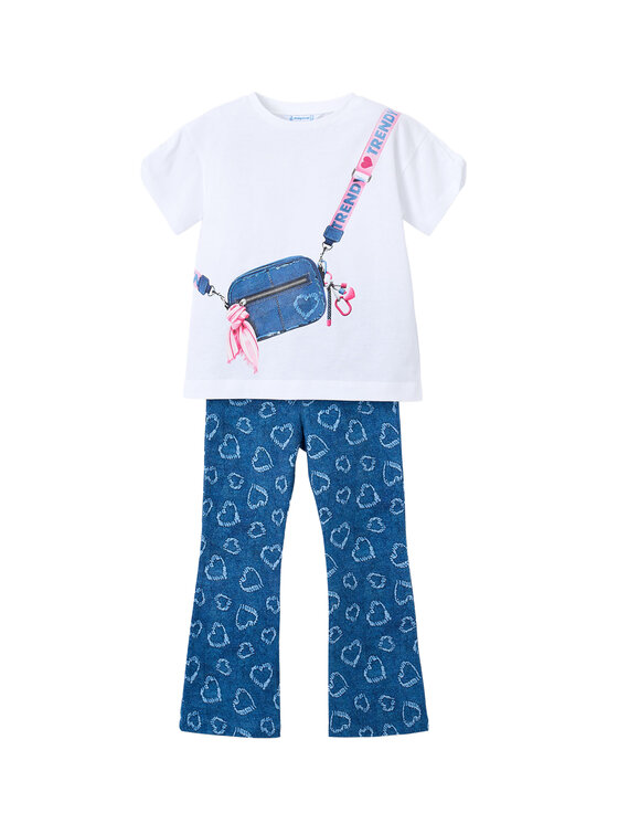 Mayoral Komplet t-shirt i legginsy 3730 Biały Regular Fit