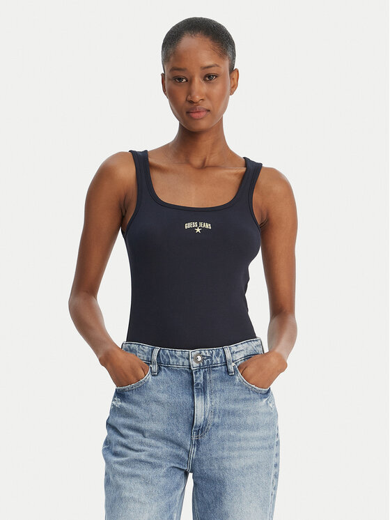 Guess Jeans Top W6GPZ2 KA0H1 Granatowy Slim Fit
