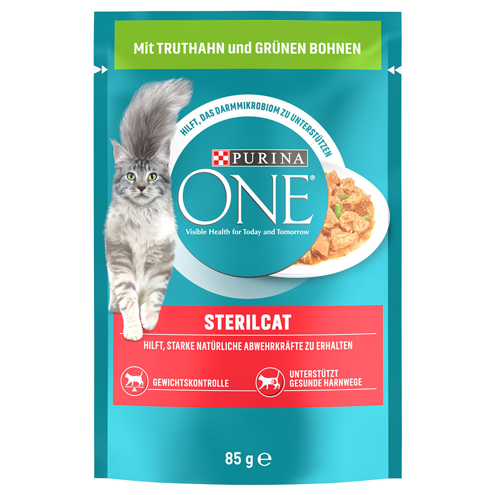 25% taniej! Purina One, karma mokra dla kota, 52 x 85 g - SterilCat, Indyk z zieloną fasolką