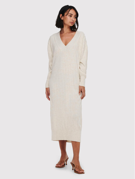 ONLY Sukienka dzianinowa New Tessa 15236372 Beżowy Regular Fit
