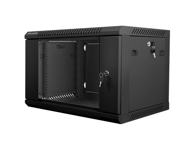 Szafa instalacyjna wisząca 19" 6U 600x450 czarna Lanberg (flat pack)