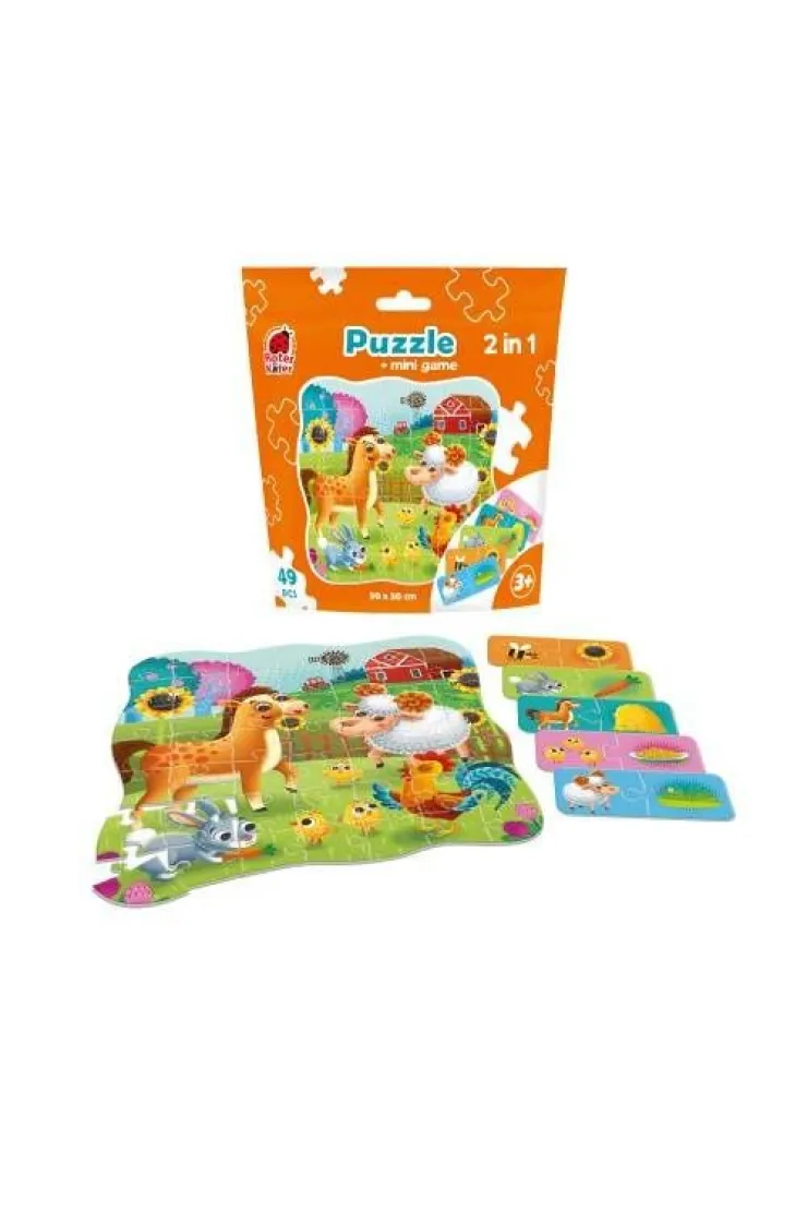 Puzzle w saszetce 49 el. Farma + mini gra
