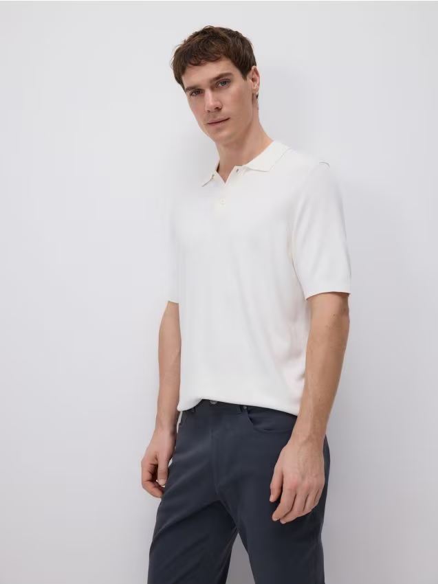 Reserved - Sweter polo z wiskozą - biały