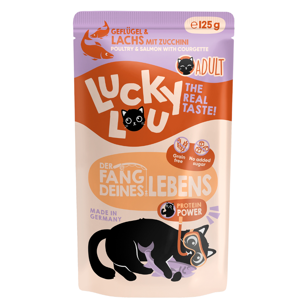 Lucky Lou Adult, 16 x 125 g - Drób i łosoś