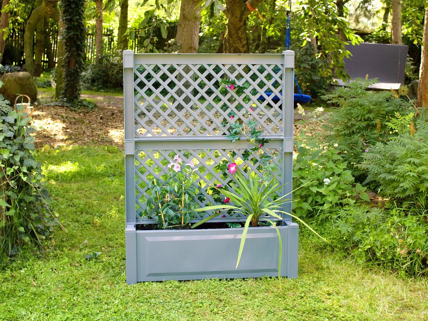 KHW Skrzynka na rośliny z kratą, dł. 100 cm, 110 L (Szary)