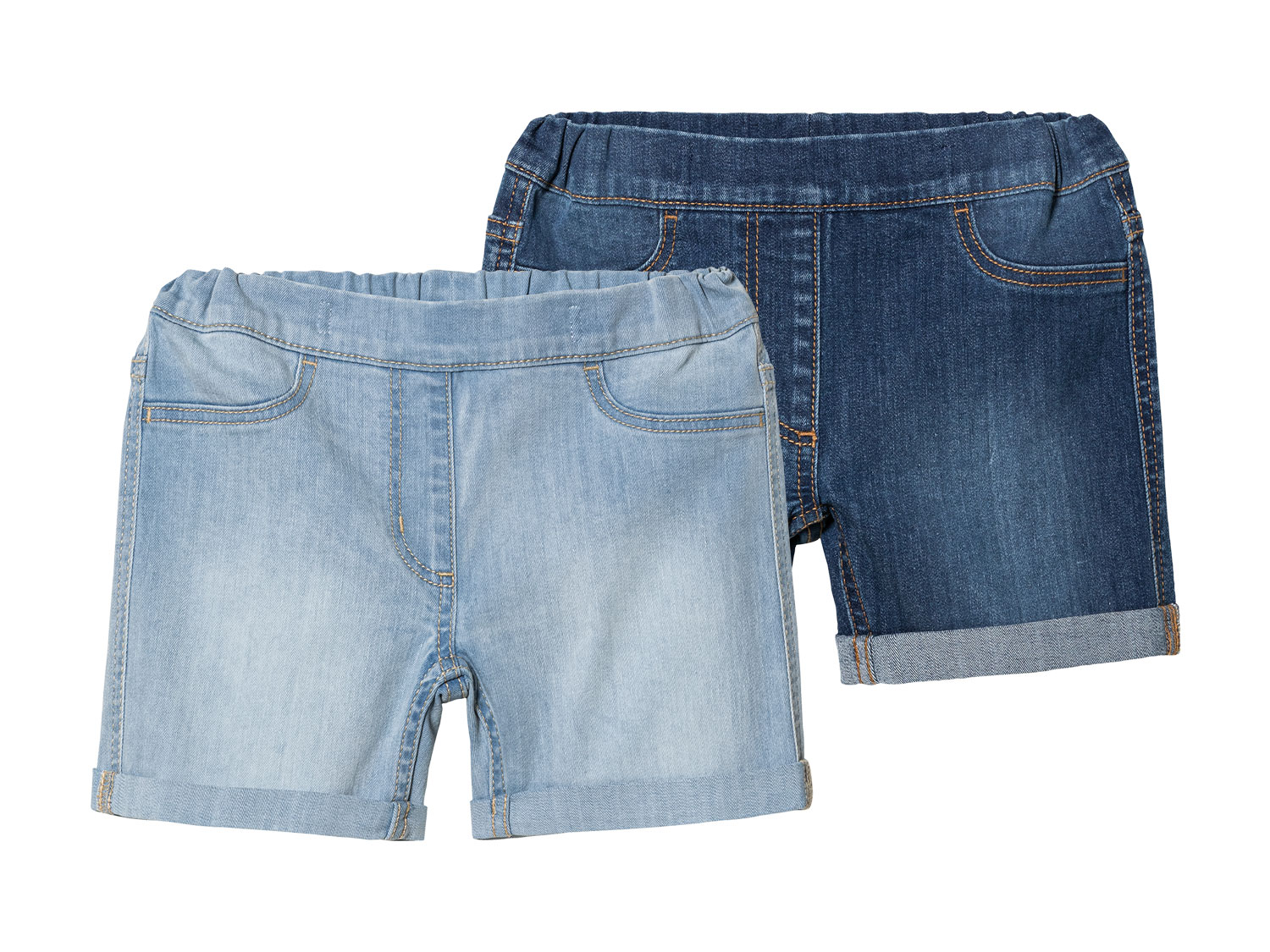 lupilu® Szorty jeansowe dziecięce, 2 pary (110/116, Niebieski)