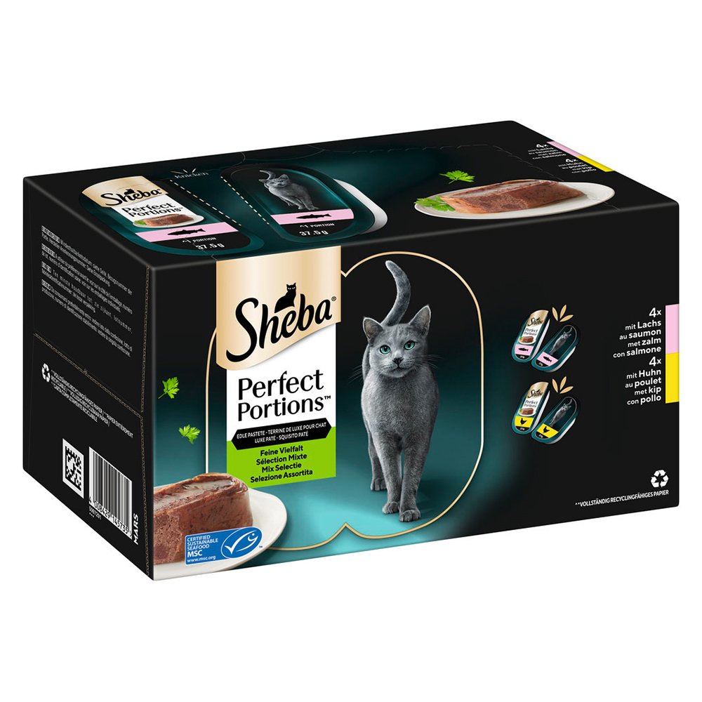 Sheba Perfect Portions 16 x 37,5 g - Wyborny pasztet, łosoś z kurczakiem