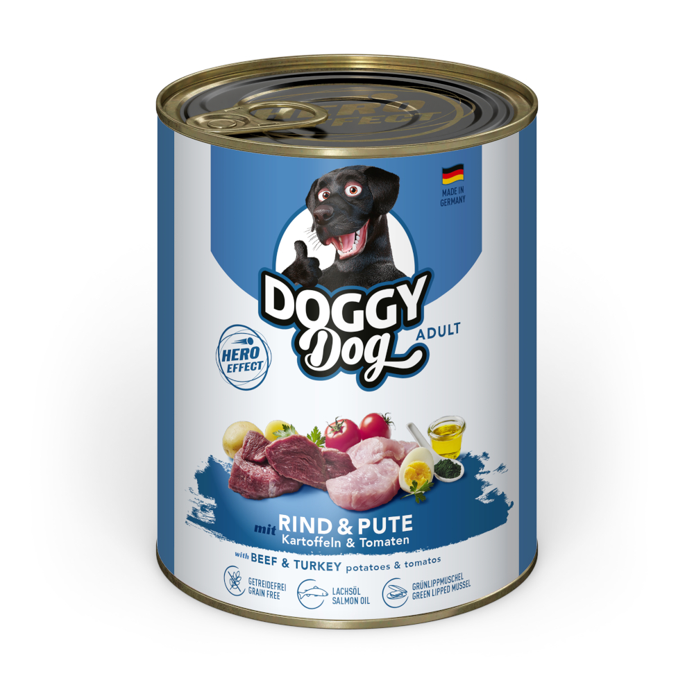 Korzystny pakiet DOGGY Dog Adult, 24 x 800 g - Wołowina i indyk