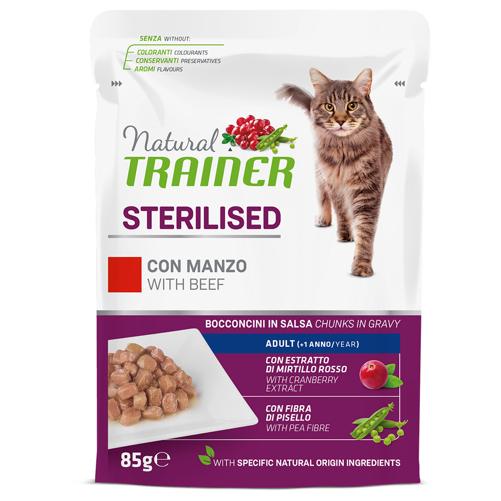 Natural Trainer Adult Sterilised  - Wołowina, 24 x 85 g