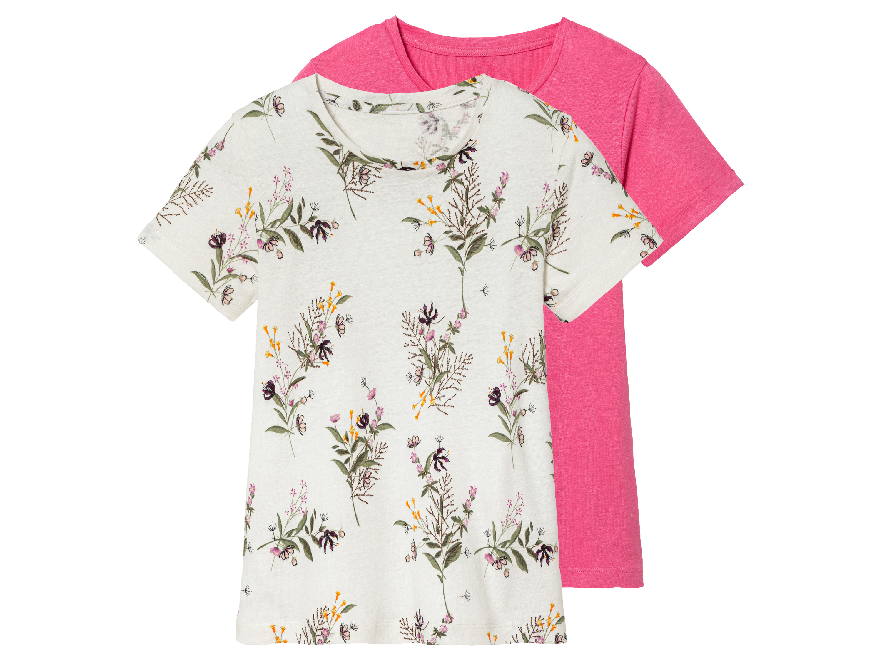 lupilu® T-shirty dziecięce z lnem i wiskozą, 2 sztuki (Różowy/ biały, 98/104)