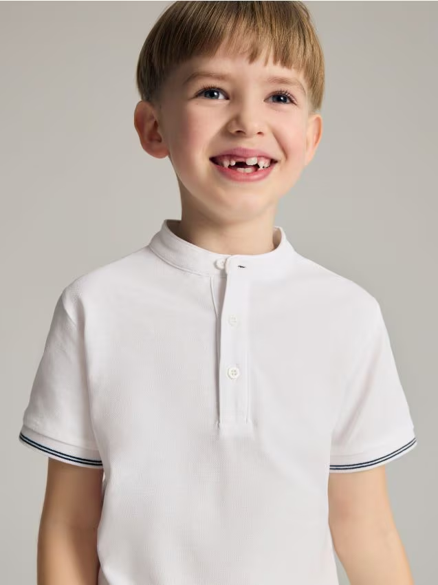 Reserved - T-shirt polo - biały