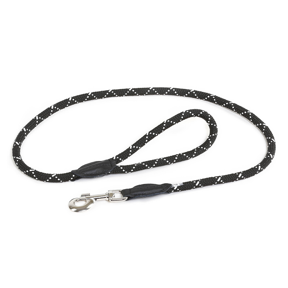 JULIUS-K9 IDC® smycz linowa  - Czarny: długość 120 cm, średnica 10 mm