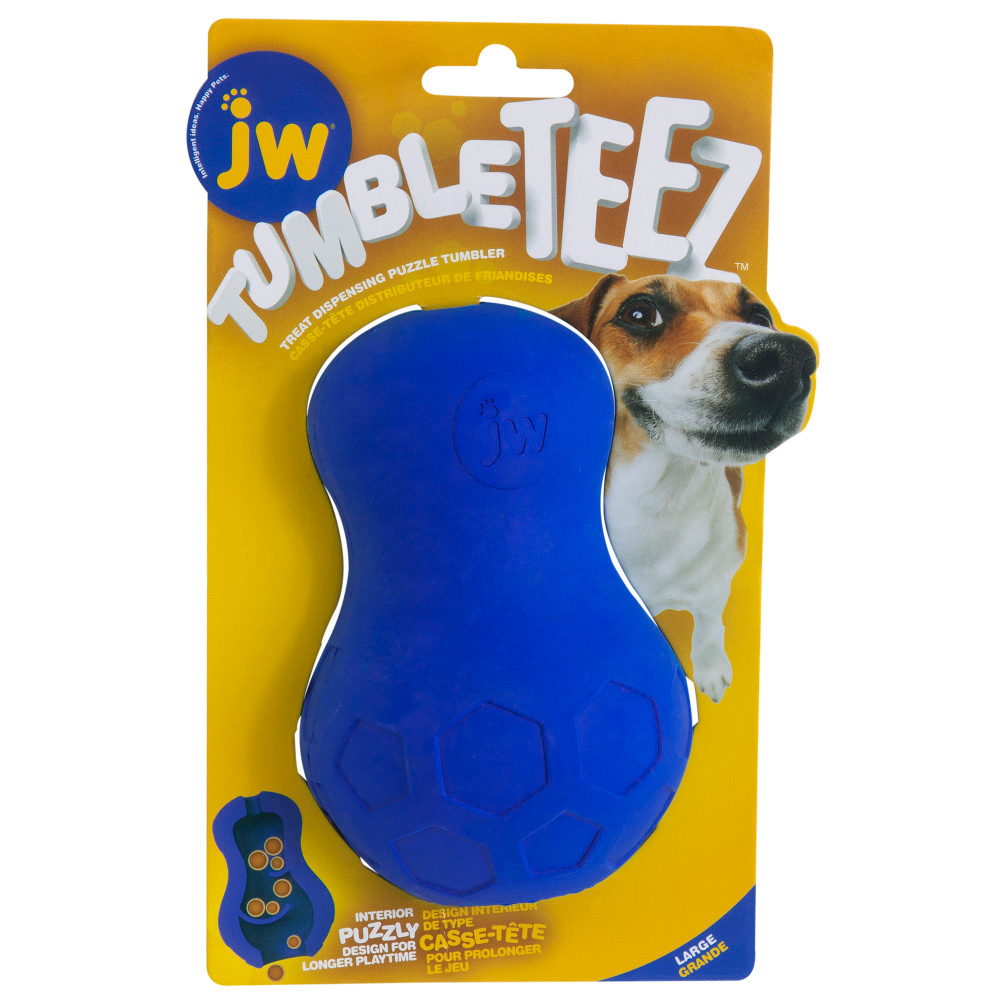 JW Tumble Teez Treat, zabawka na smakołyki - Rozmiar L, niebieska