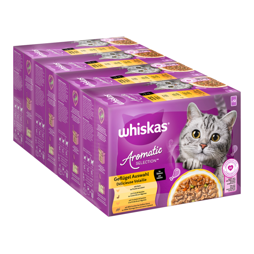 Whiskas 1+ Aromatyczny Zestaw 48 x 85 g - Drób w sosie