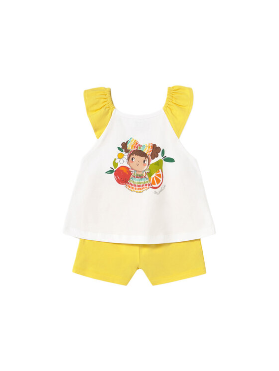 Mayoral Komplet top i spodenki 1234 Żółty Regular Fit