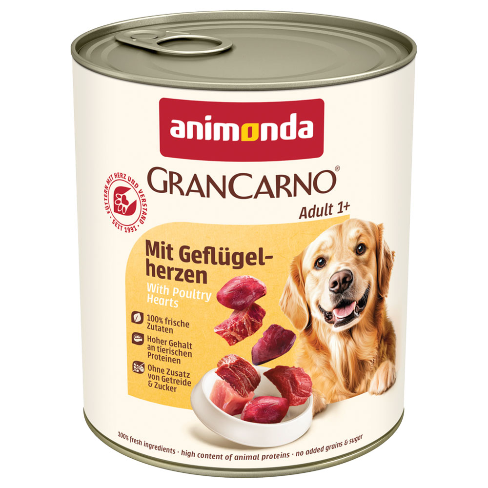 animonda GranCarno Original Adult, 6 x 800 g - Serca drobiowe