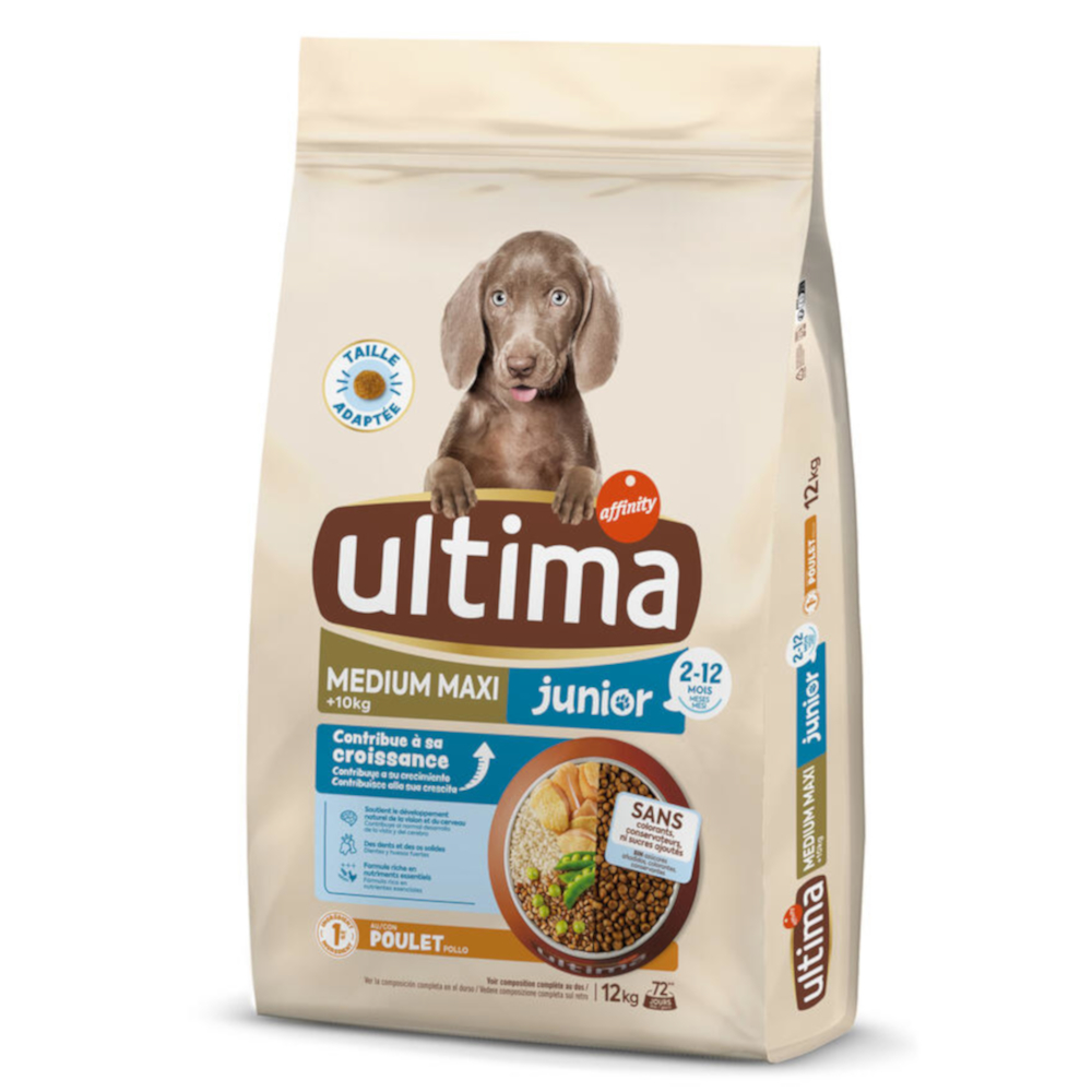 20% taniej! Ultima, karma sucha, różne rodzaje - Medium / Maxi Junior, kurczak, 2 x 12 kg