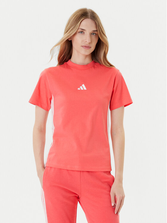 adidas T-Shirt Essentials 3-Stripes KE4377 Koralowy Regular Fit