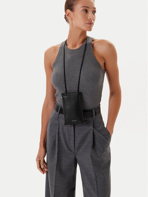 Calvin Klein Torebka na telefon Foil Emboss Phone Crossbody LV04D1037G Czarny