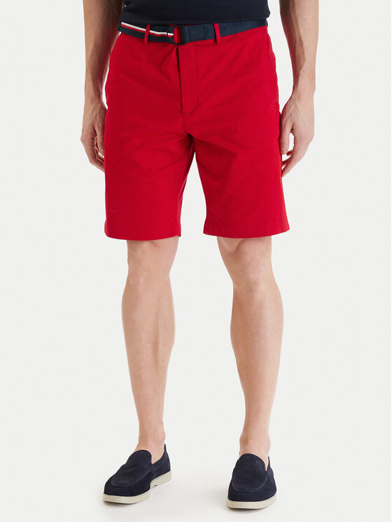 Tommy Hilfiger Komplet szorty i pasek Denton MW0MW42349 Czerwony Slim Fit