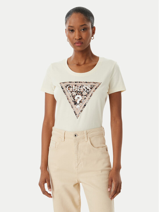 Guess T-Shirt W6RI32 J1314 Écru Regular Fit