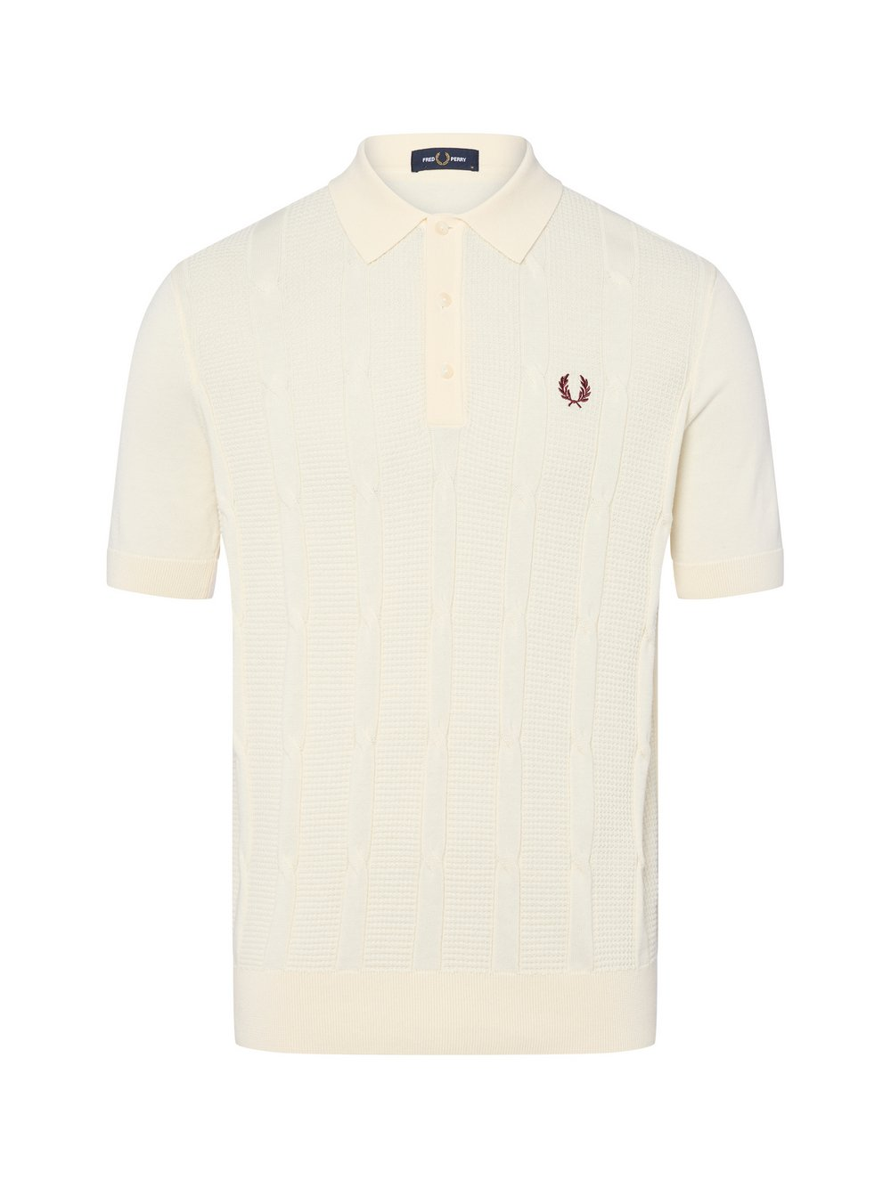 Fred Perry Męska koszulka polo Mężczyźni drobna dzianina biały, XL