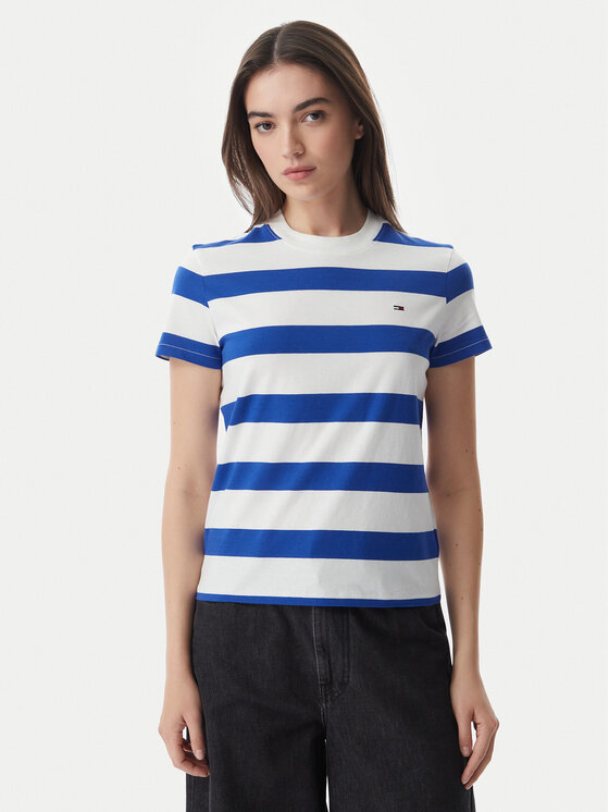 Tommy Jeans T-Shirt Flag DW0DW23801 Niebieski Regular Fit