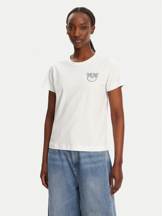 PINKO T-Shirt Nambrone 103320 A2G7 Biały Regular Fit