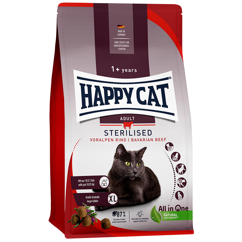 Happy Cat Supreme Sterilised, wołowina alpejska - 2 x 4 kg