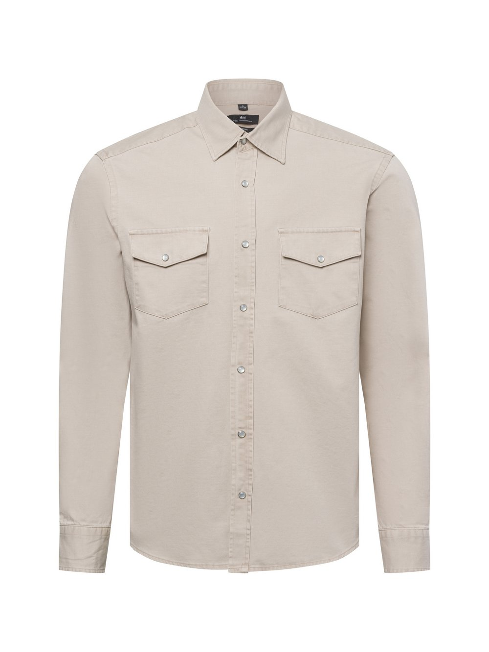Nils Sundström Męska koszula casual Mężczyźni Comfort Fit Bawełna beżowy, S