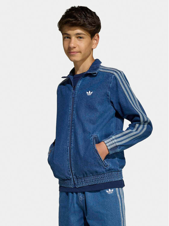 adidas Kurtka jeansowa Firebird KE2849 Niebieski Loose Fit