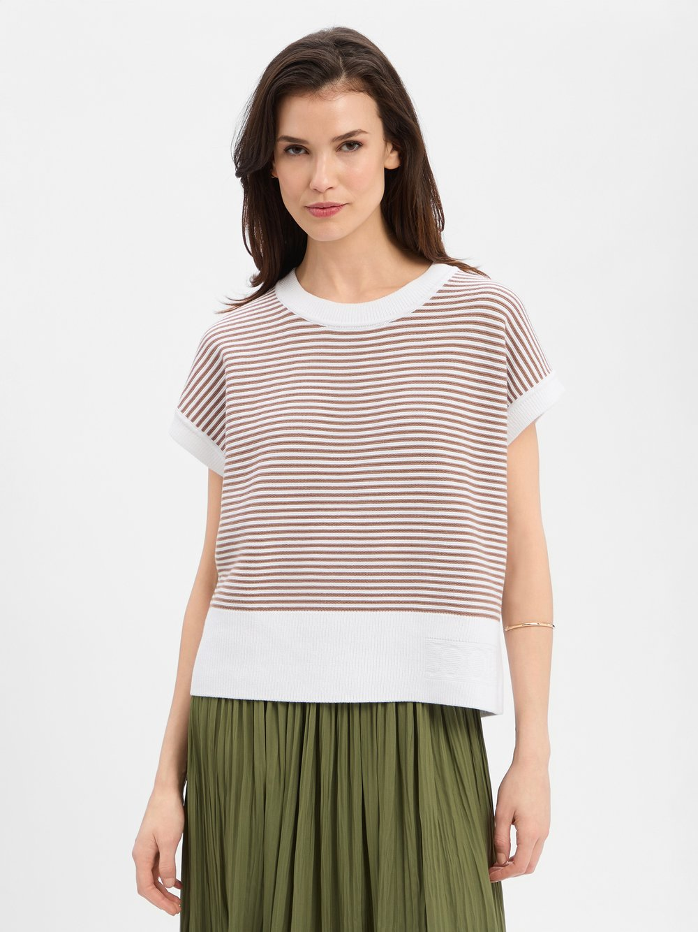 JOOP! Damska koszulka z dzianiny Kobiety Bawełna brązowy, 42