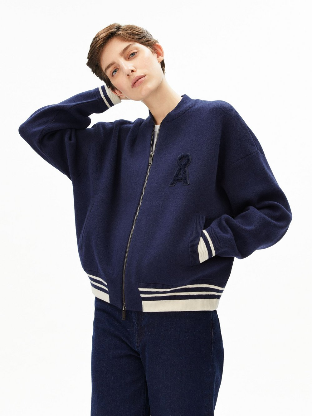 ARMEDANGELS Bluza damska z zawartością wełny - Iconic Bomber Kobiety niebieski, S