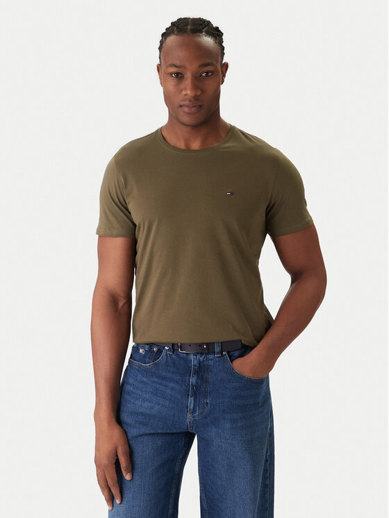 Tommy Jeans T-Shirt DM0DM04411 Zielony Slim Fit