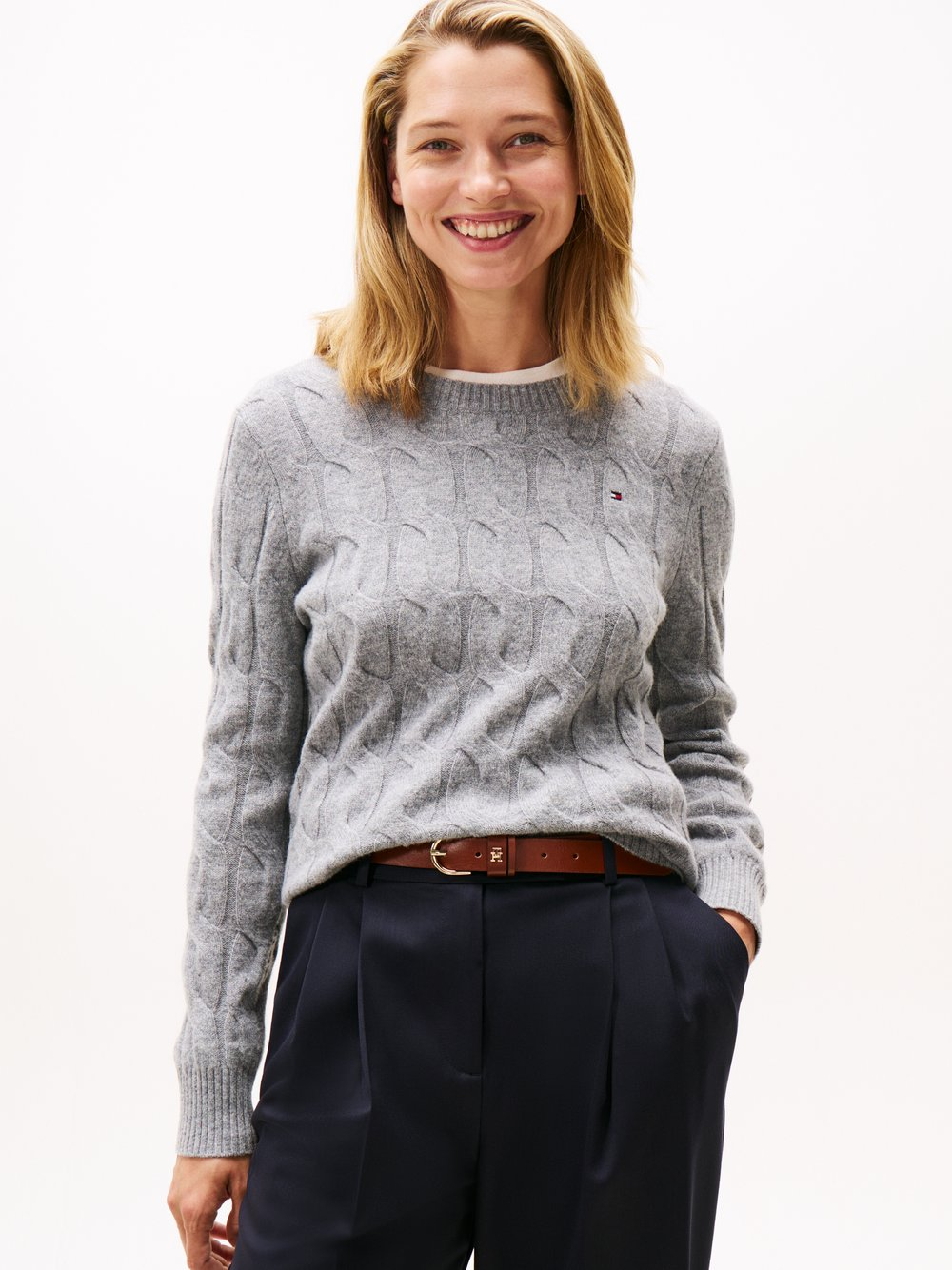 Tommy Hilfiger Sweter damski z dzianiny Kobiety Wełna szary, XS