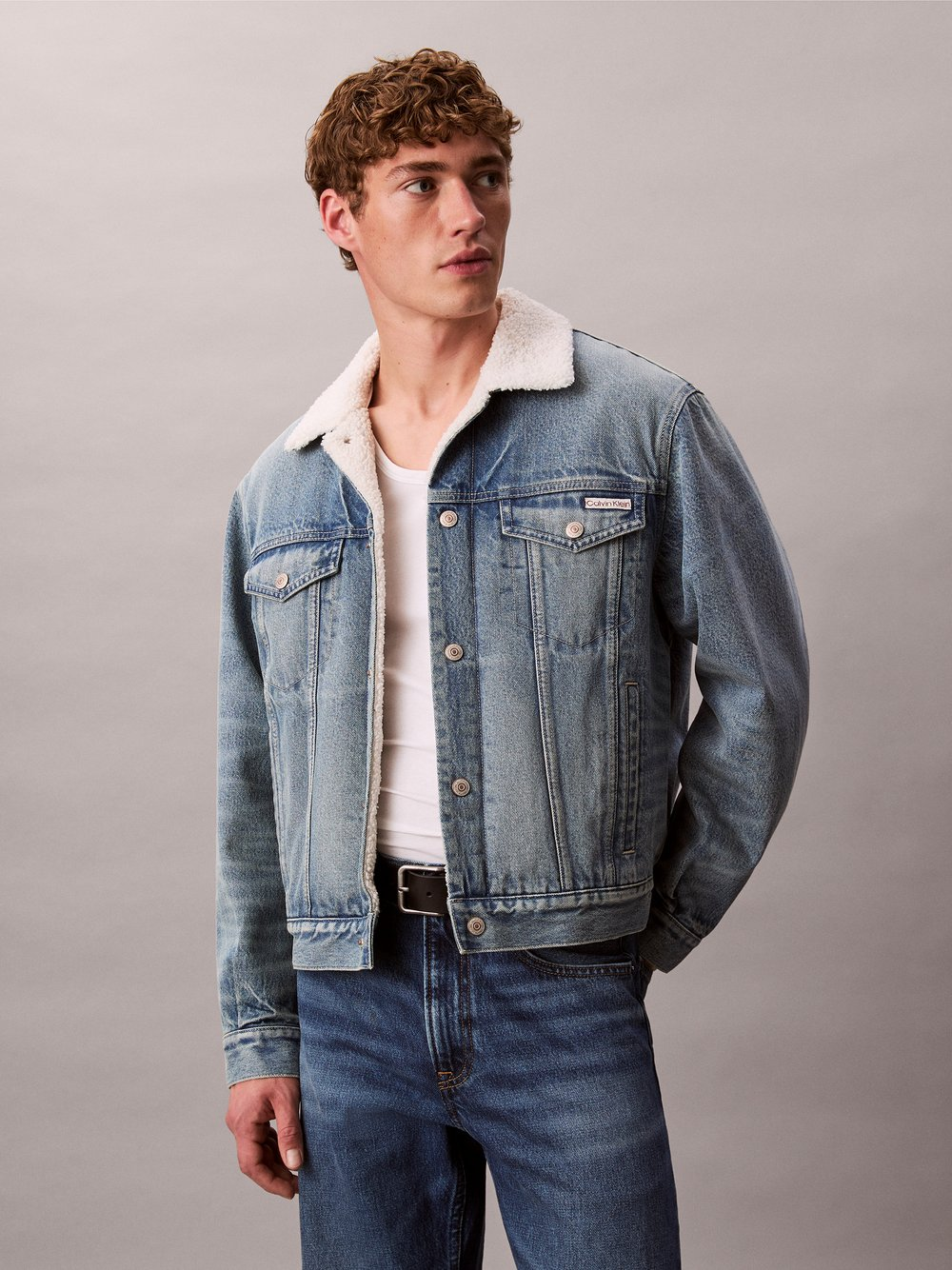 Calvin Klein Jeans Męska kurtka dżinsowa Mężczyźni Jeansy niebieski, M
