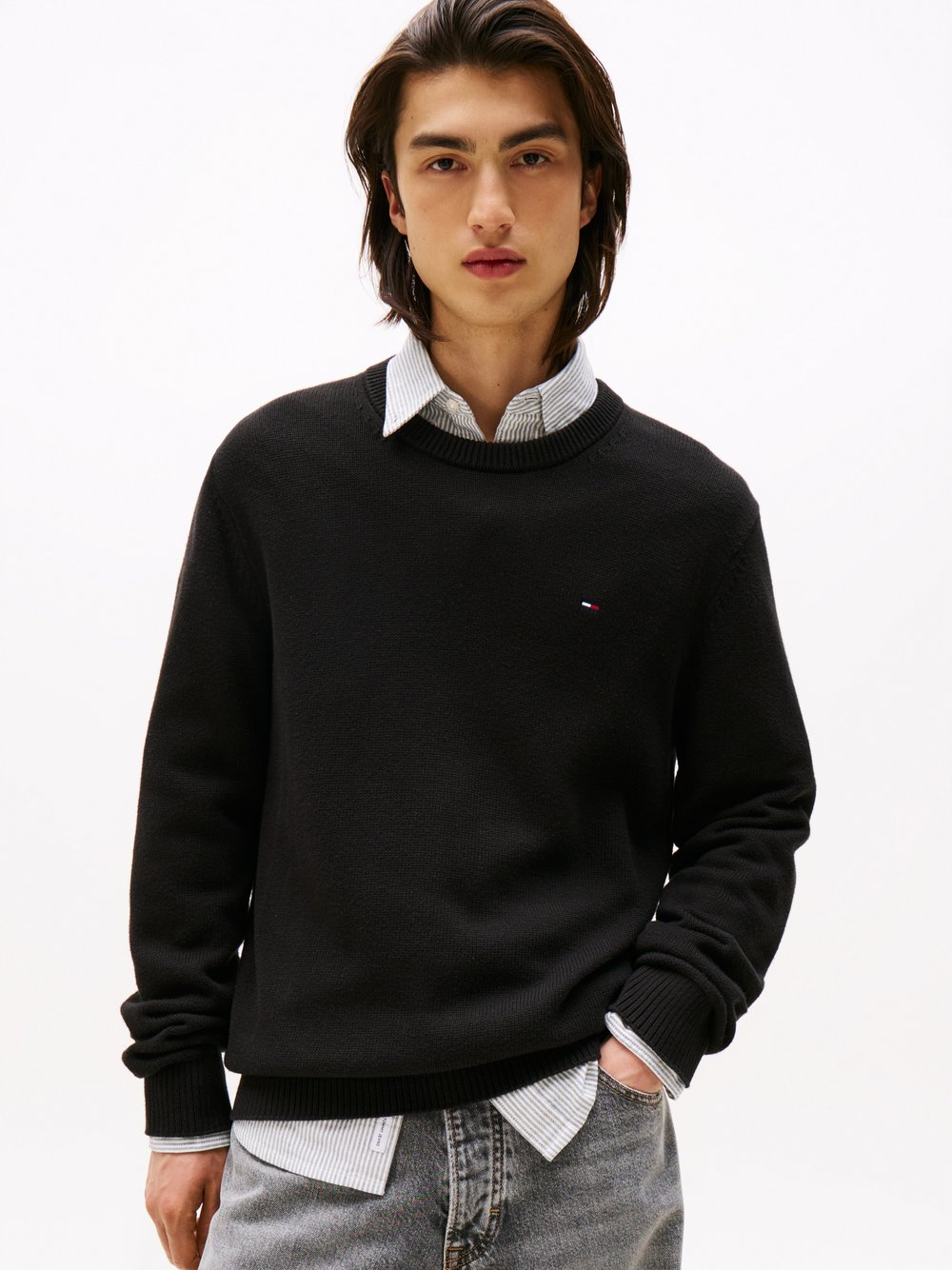 Tommy Jeans Męski sweter Mężczyźni Bawełna czarny, XL